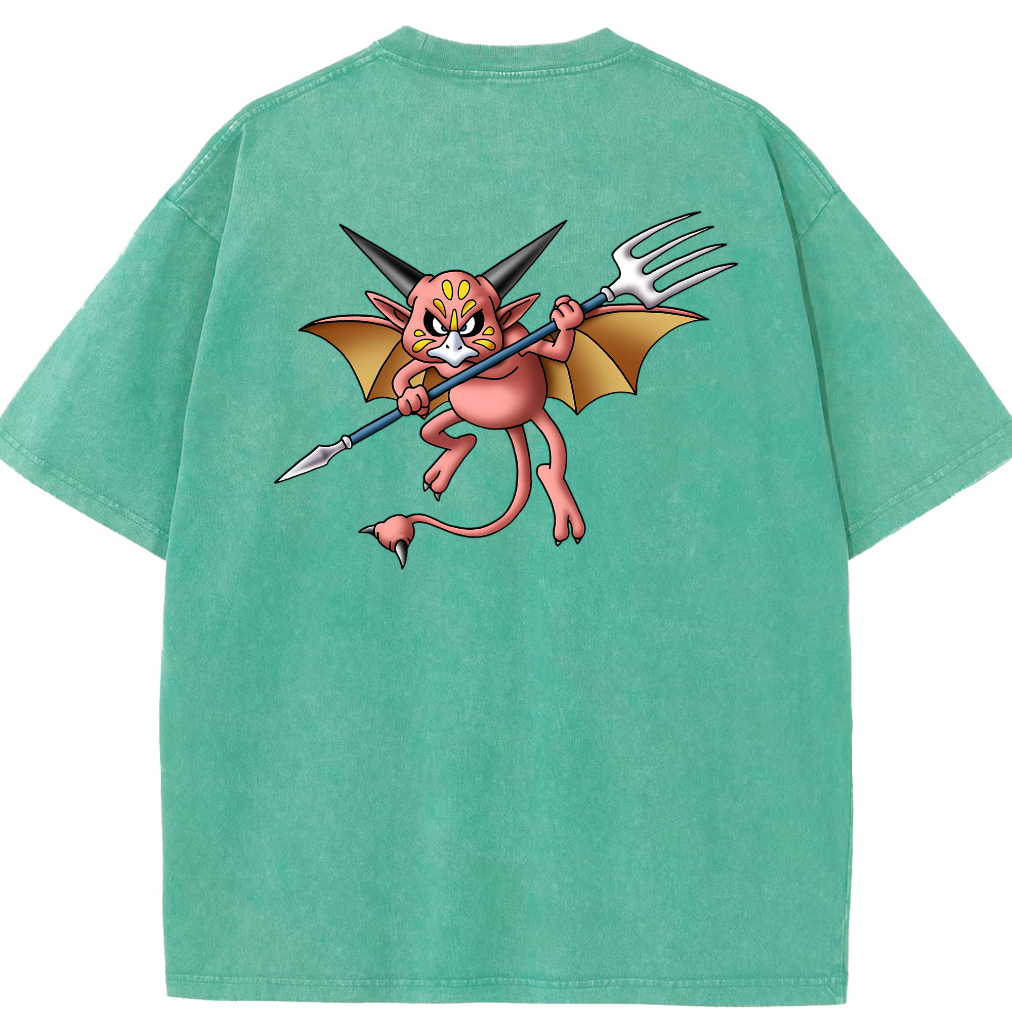（画像用） ドラゴンクエスト Doragon Kuesuto Dragon Quest 綿100% ヴィンテージ風 半袖Tシャツ（背面プリント）